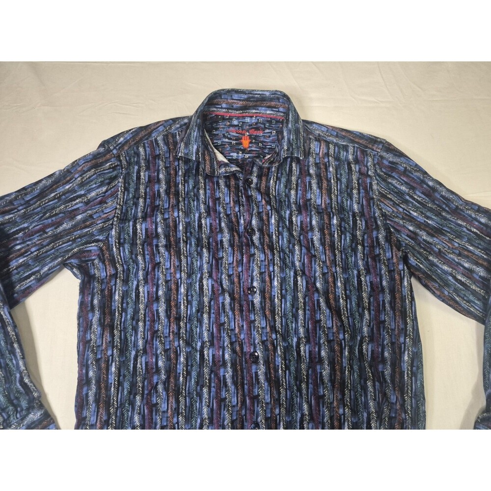 Visconti Black Shirt Men's Size Small Multicolored Button Up Striped Long Sleeve